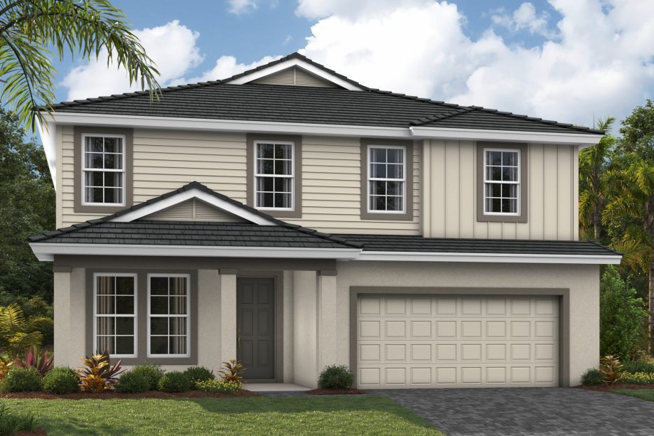 Front elevation rendering of the Avocet II home design by Homes by WestBay at Star Farms