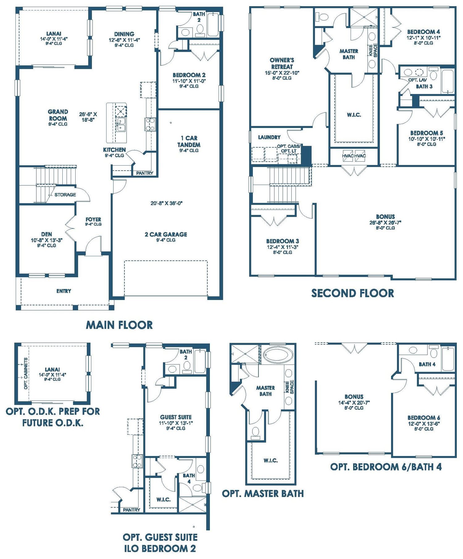Floor plan drawing of the Avocet II, showing the main floor and optional layouts