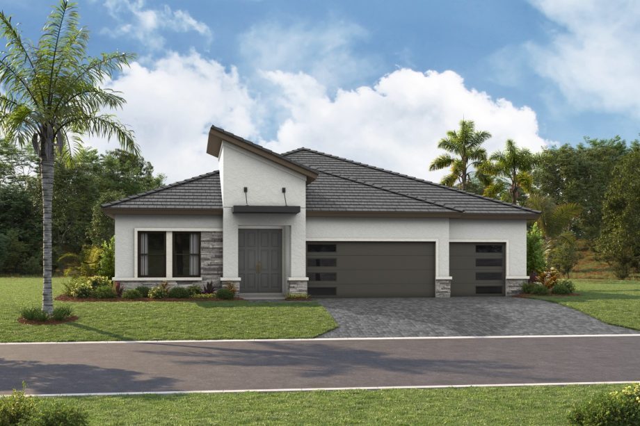 Front elevation rendering of the Bayport I home design by Homes by WestBay at Star Farms
