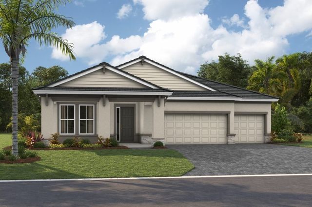 Front elevation rendering of the Biscayne I by Homes by WestBay at Star Farms