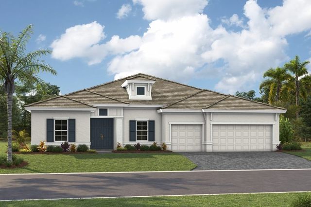 Front elevation rendering of the Cedar Key Grande I by Homes by WestBay at Star Farms