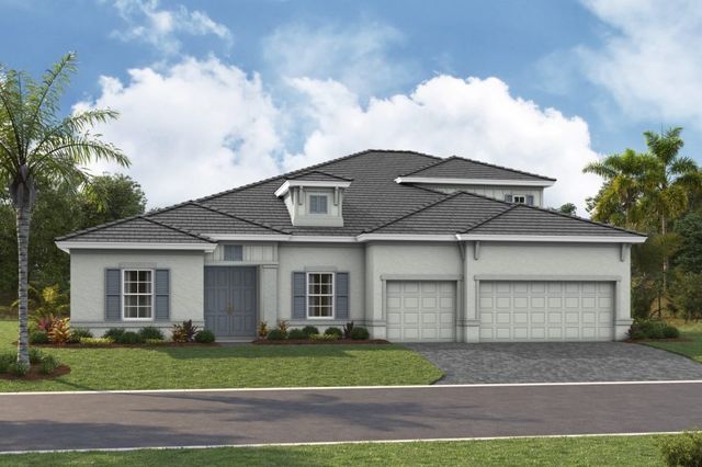 Front elevation rendering of the Cedar Key Grande II by Homes by WestBay at Star Farms