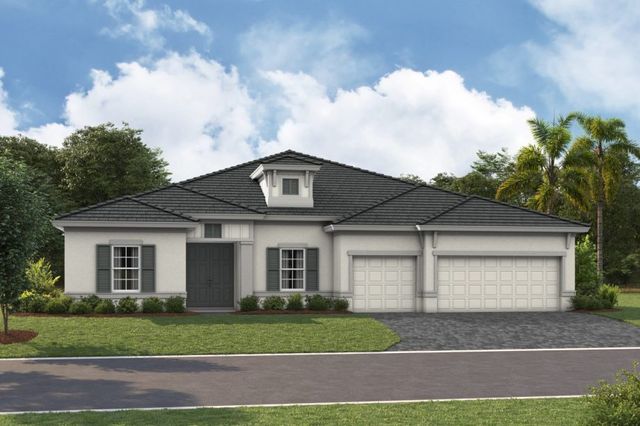 Front elevation rendering of the Cedar Key I by Homes by WestBay at Star Farms