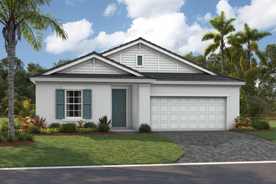 Front elevation rendering of the Egret III home design by Homes by WestBay at Star Farms
