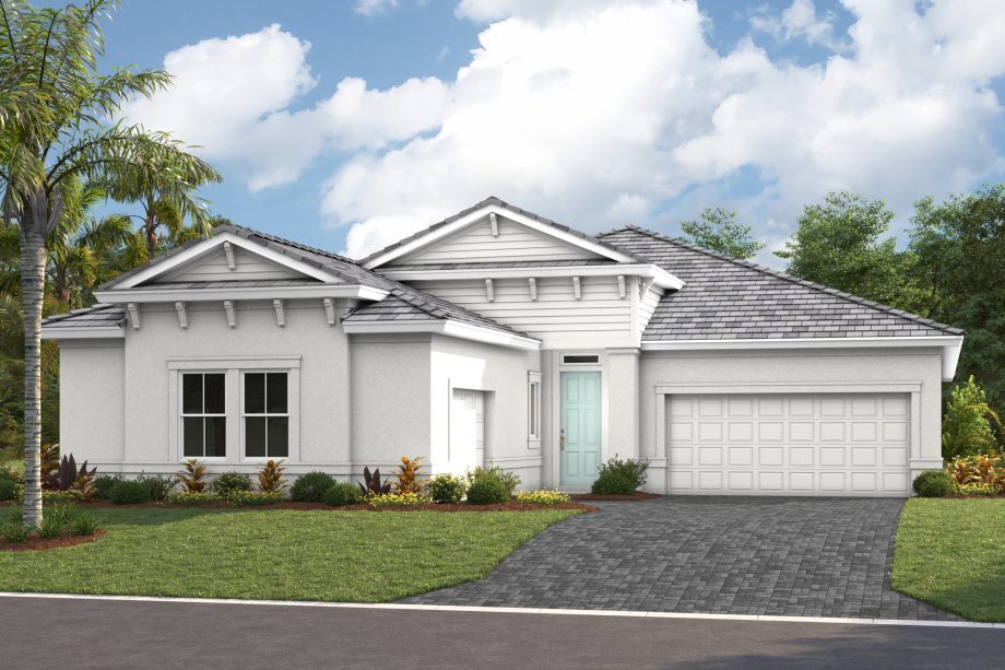 Front elevation rendering of the Gasparilla I home design by Homes by WestBay at Star Farms