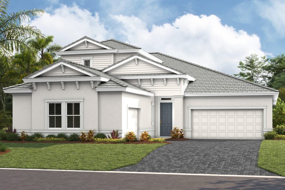 Front elevation rendering of the Gasparilla II home design by Homes by WestBay at Star Farms
