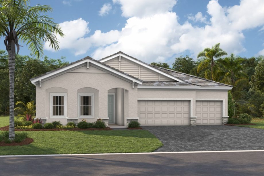 Front elevation rendering of the Islamorada I home design by Homes by WestBay at Star Farms